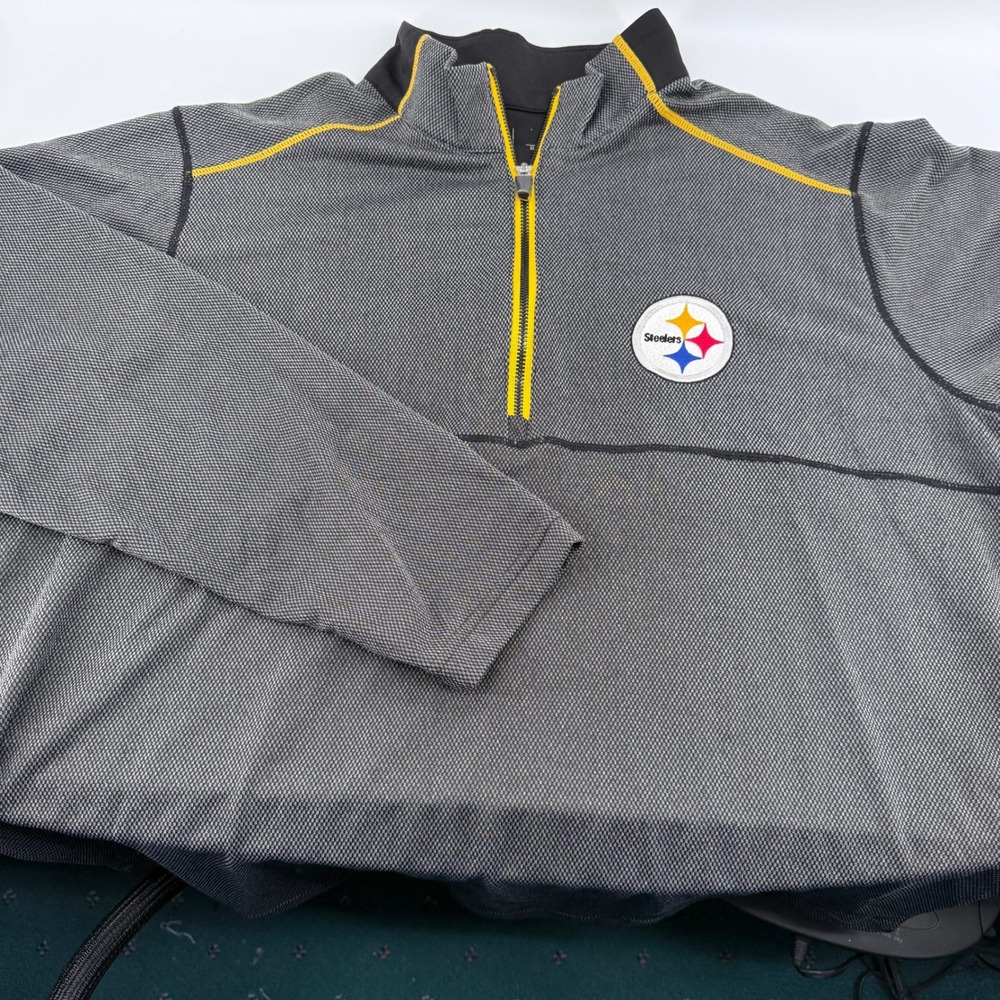 Pittsburgh Steelers Antigua Quarter Zip Pullover Mens XL Gray Black Gold 104117